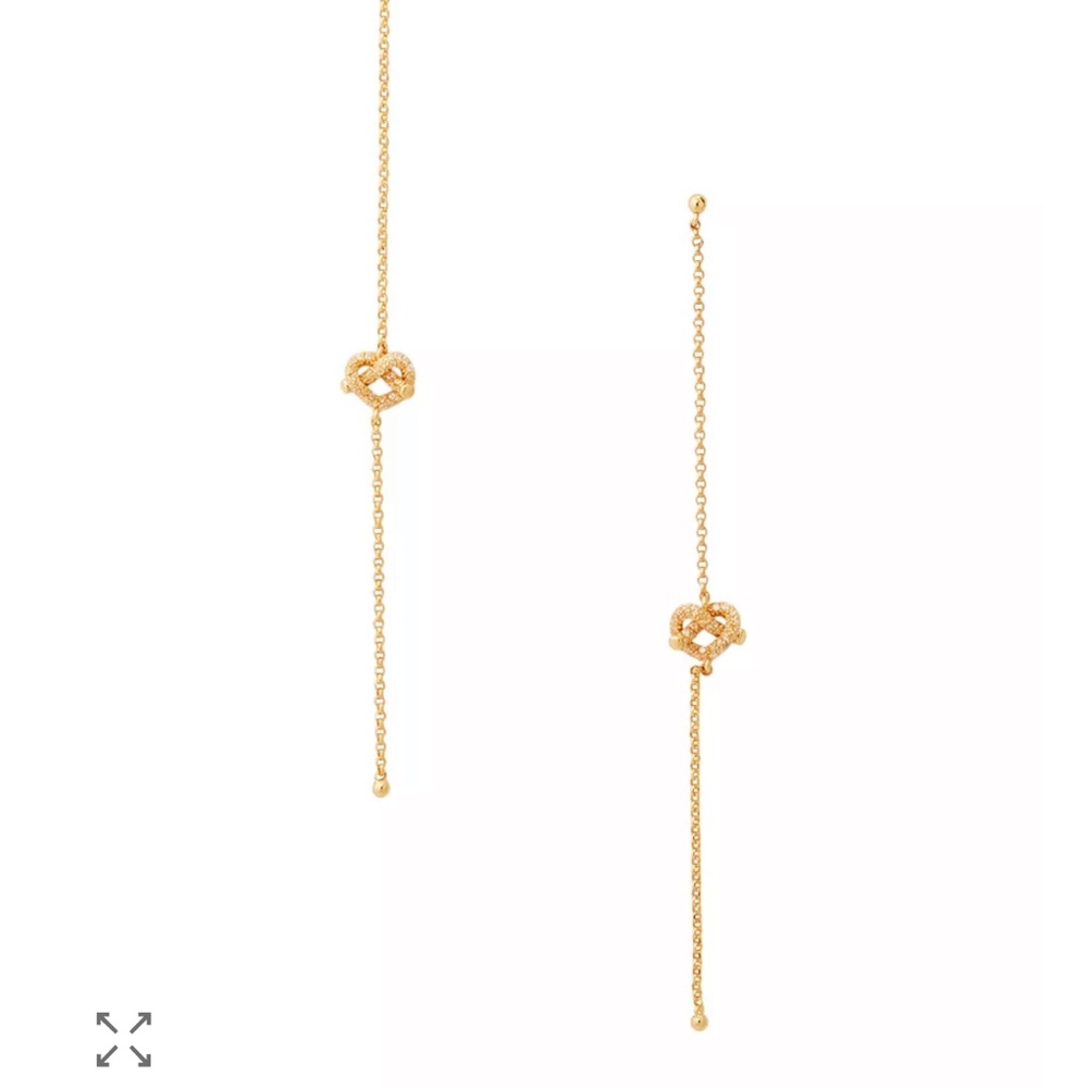 Loves Me Knot Gold-Tone Pavé Knot Linear Drop Earrings